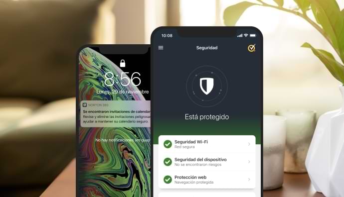 La aplicación Mobile Security se muestra en dos dispositivos móviles